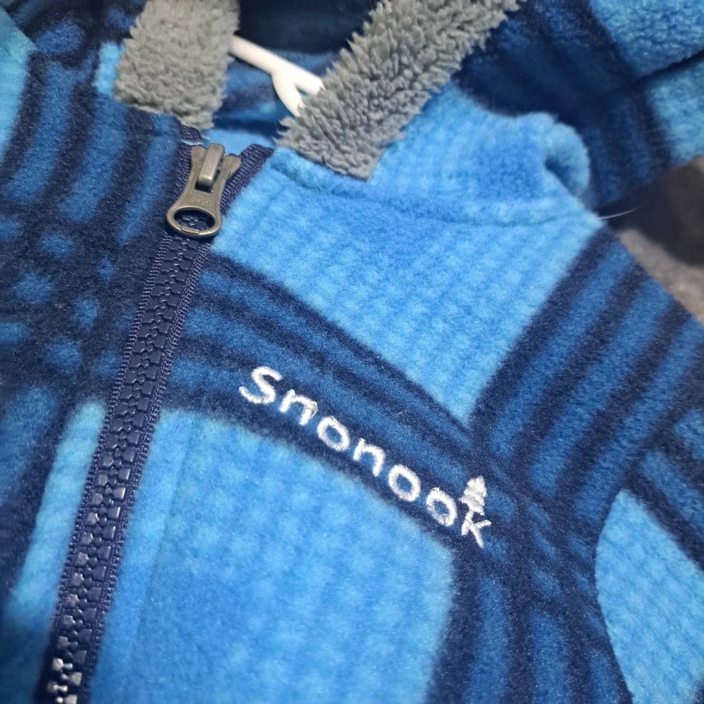 Snonook Blue Plaid Fleece Bunting Suit 12-18 Months Winter Warm Cozy Bear Ears